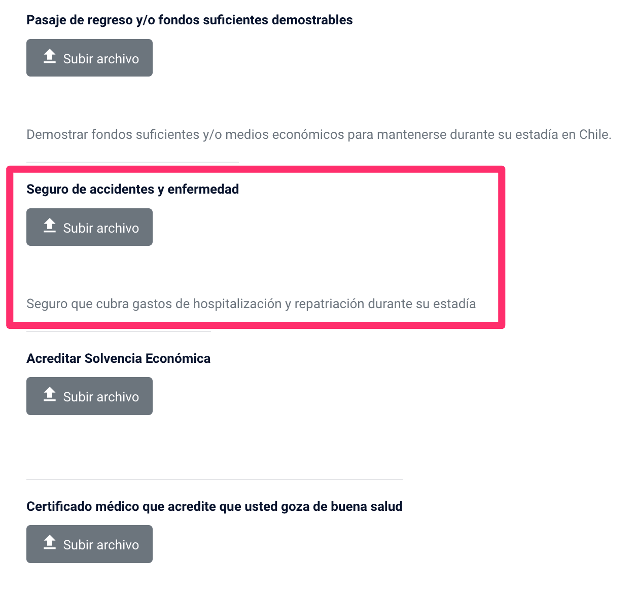 obligation assurance pvt chili